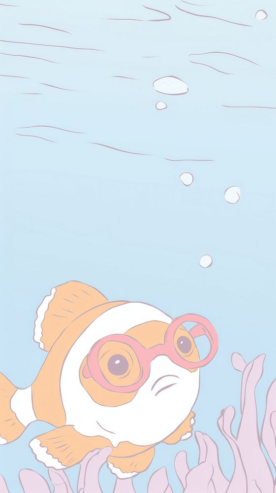  Cute Clownfish outdoors cartoon drawing. AI generated Image by rawpixel.