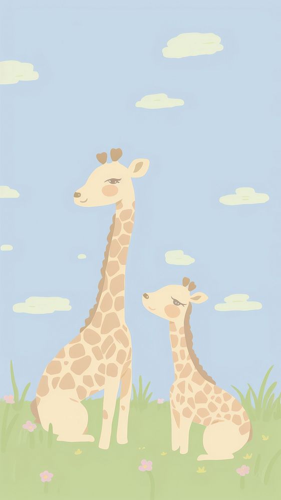  Giraffes wildlife animal mammal. AI generated Image by rawpixel.