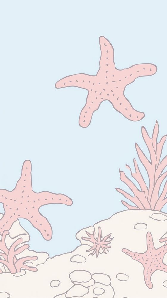  Sea Stars starfish drawing sea. AI generated Image by rawpixel.