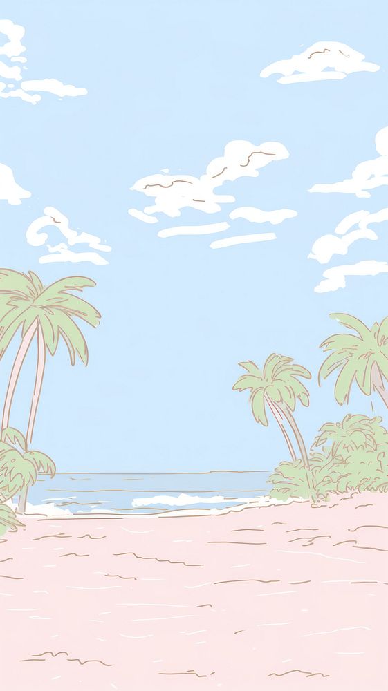  Beach beach outdoors drawing. AI generated Image by rawpixel.