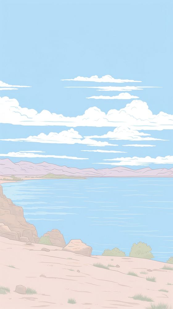  Dead Sea sea outdoors drawing. AI generated Image by rawpixel.