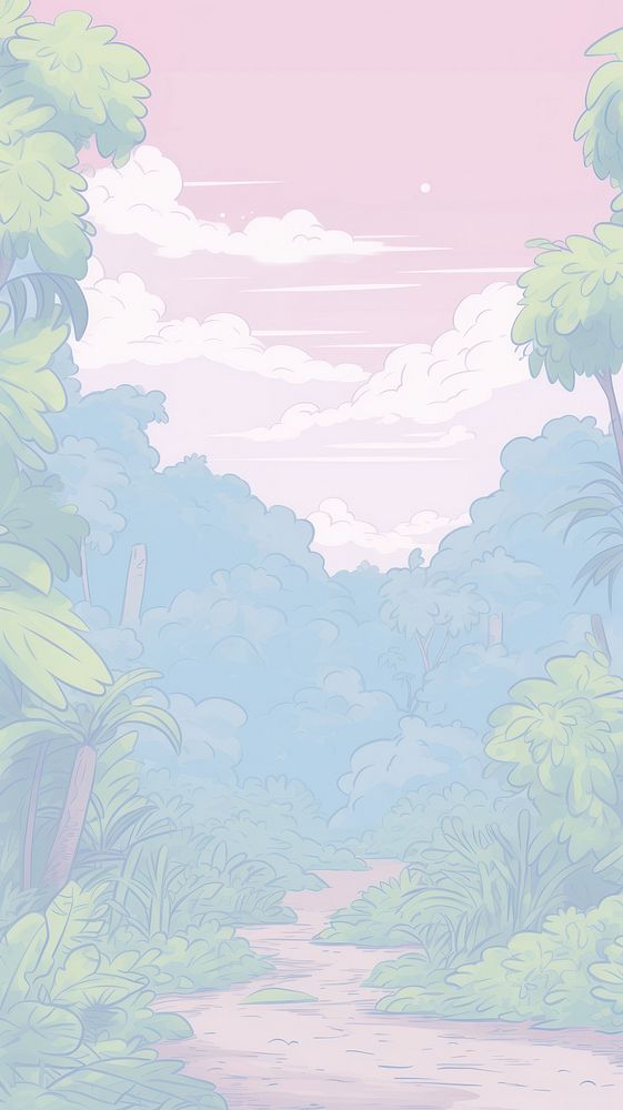  Rain forest outdoors drawing nature. AI generated Image by rawpixel.