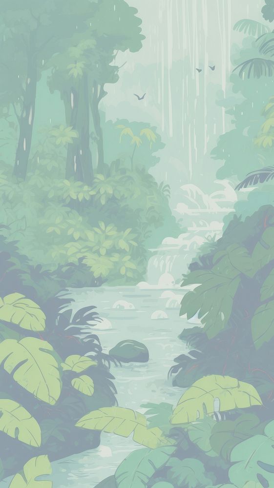  Rain forest vegetation outdoors drawing. AI generated Image by rawpixel.