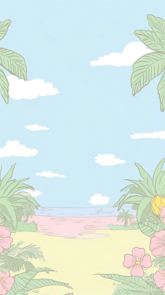  Tropical scene outdoors cartoon nature. AI generated Image by rawpixel.