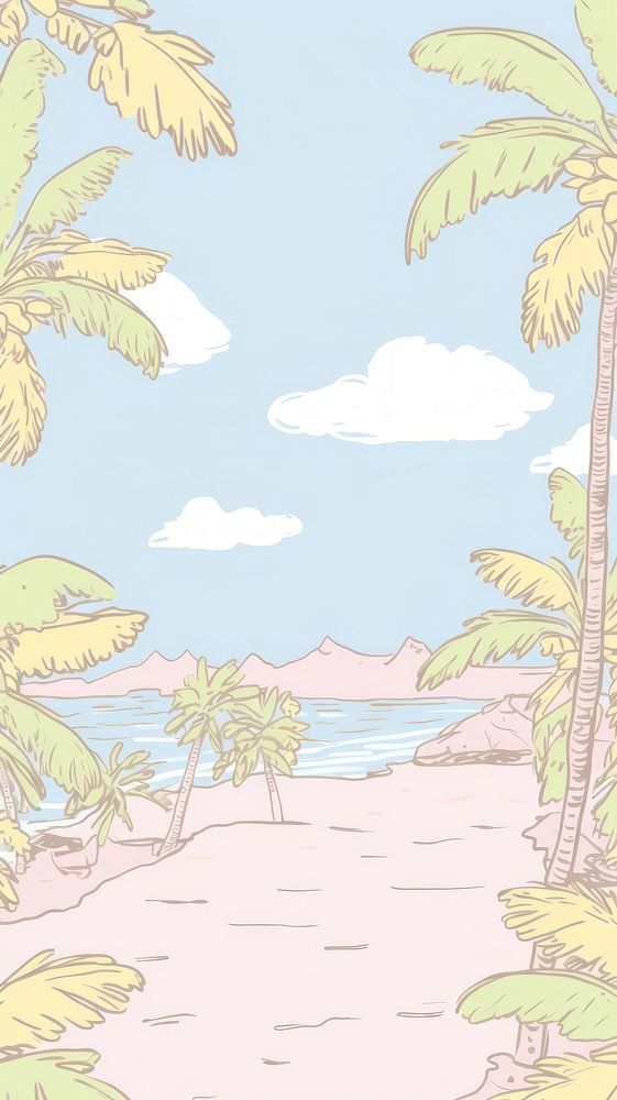  Tropical scene outdoors drawing nature. AI generated Image by rawpixel.