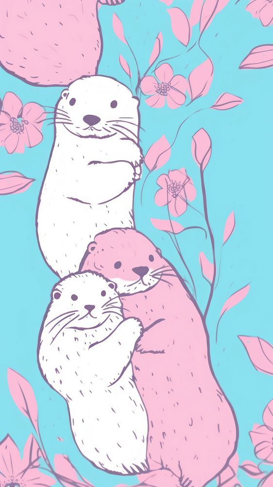  Cute otters animal mammal representation. AI generated Image by rawpixel.