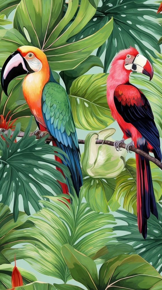 Tropical Tropical plant bird.