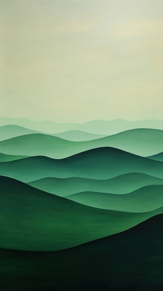  Bucolic Green Hills green landscape painting. AI generated Image by rawpixel.