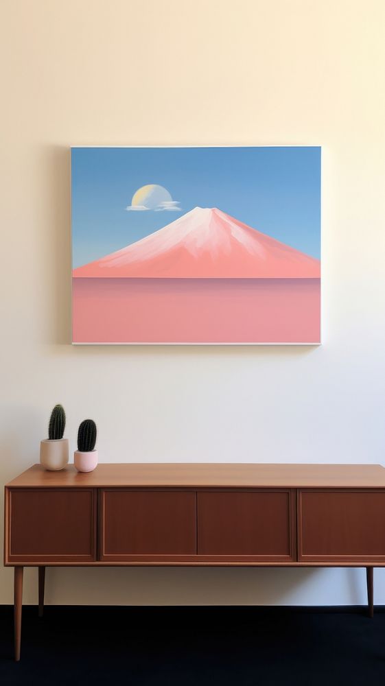  Mount Teide painting furniture art. AI generated Image by rawpixel.