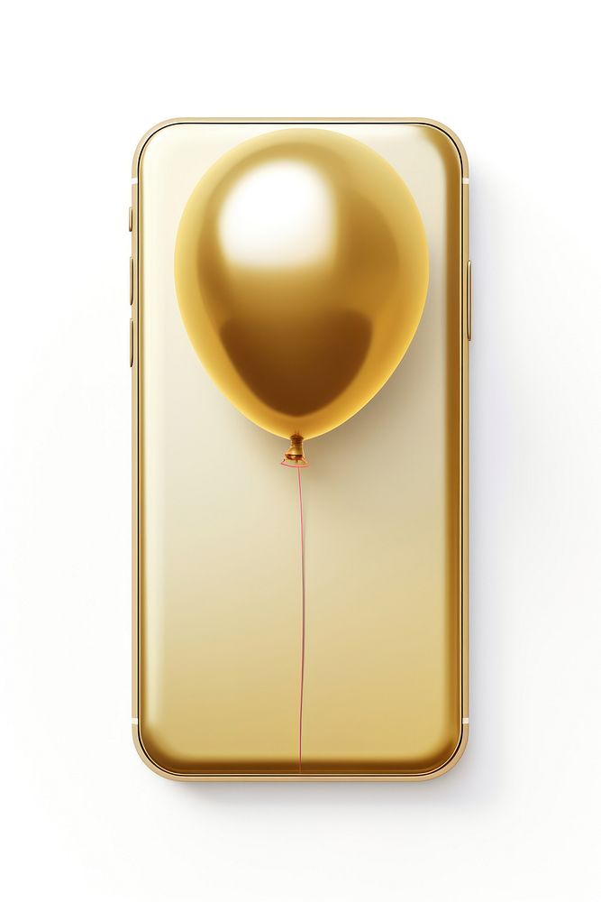 Smartphone balloon metal white background.