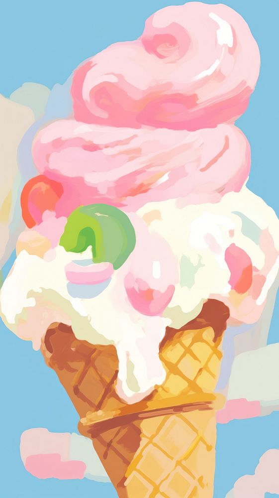 Cute icecream dessert cartoon food.
