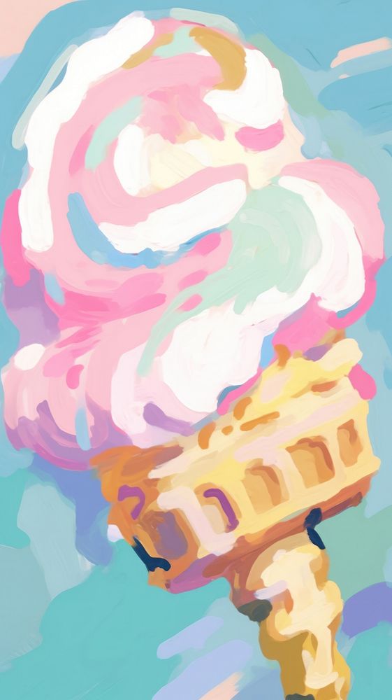 Cute icecream painting dessert cartoon.