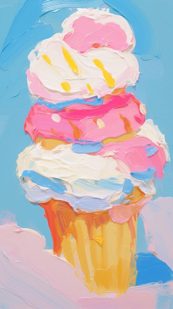 Cute icecream painting dessert cupcake.
