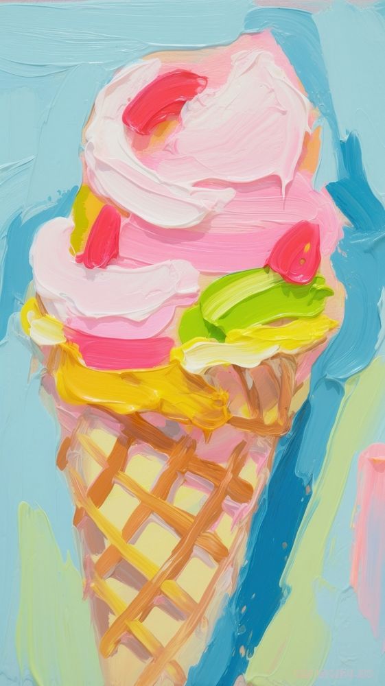 Cute icecream painting dessert sketch.