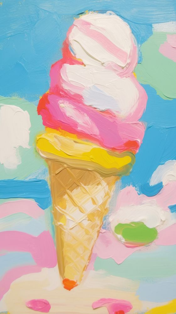 Cute icecream backgrounds painting dessert.