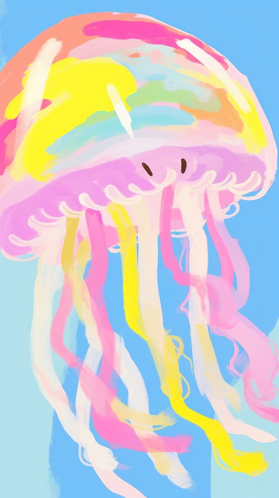 Cute jellyfish painting cartoon invertebrate.