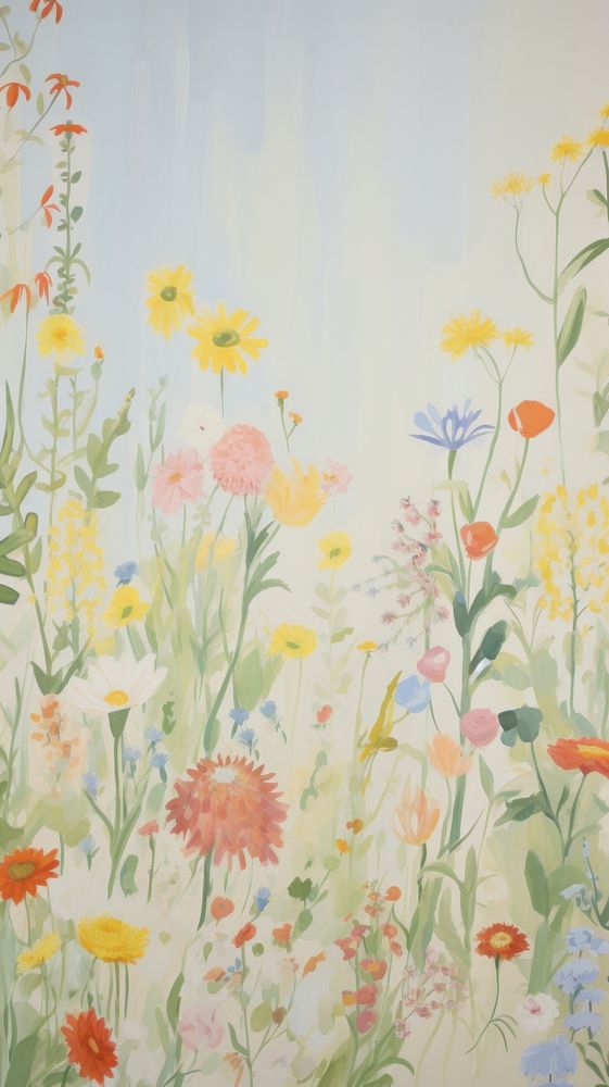  Summer florals painting wallpaper pattern. AI generated Image by rawpixel.