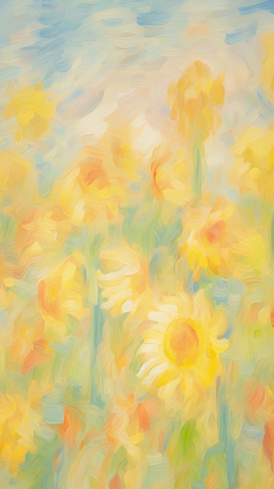  Sunflower pattern painting backgrounds landscape. AI generated Image by rawpixel.
