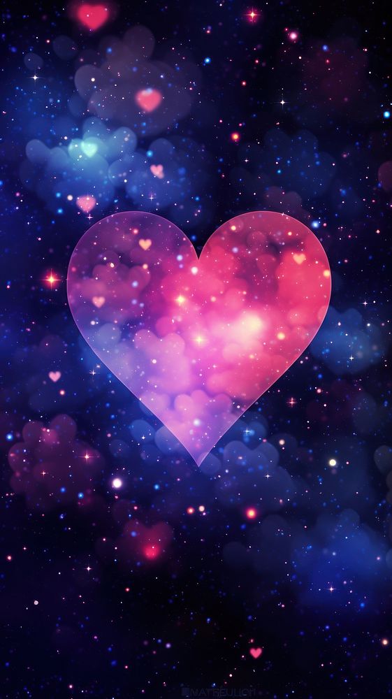 Cute big heart galaxy wallpaper nature night constellation.