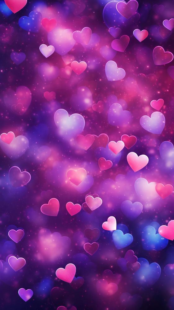 Cute hearts galaxy wallpaper purple petal illuminated.