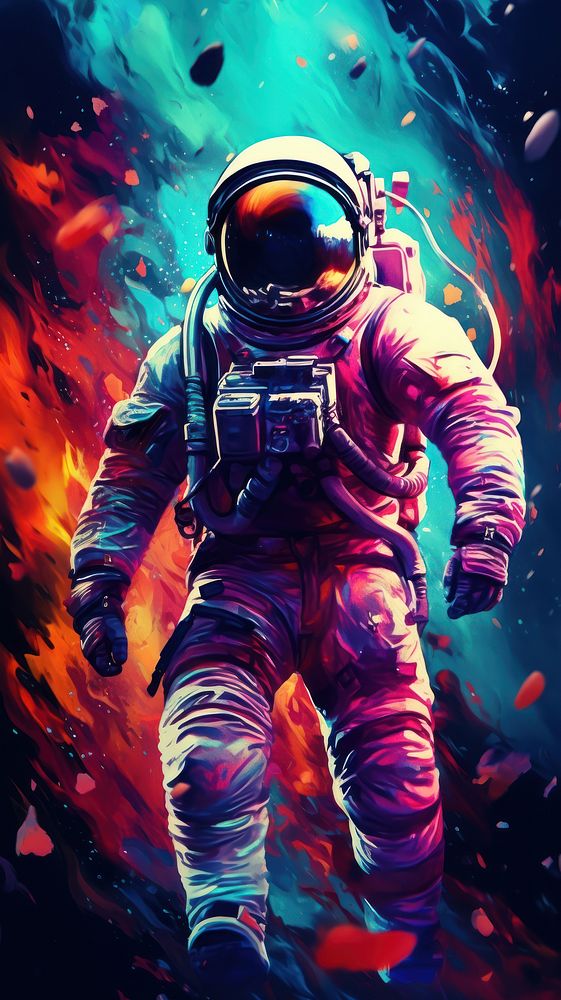 Galaxy astronaut watercolor wallpaper electronics futuristic protection.