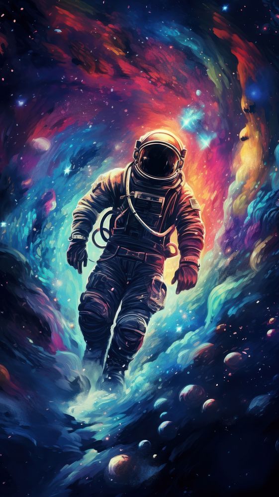 Galaxy astronaut watercolor wallpaper astronomy universe helmet.