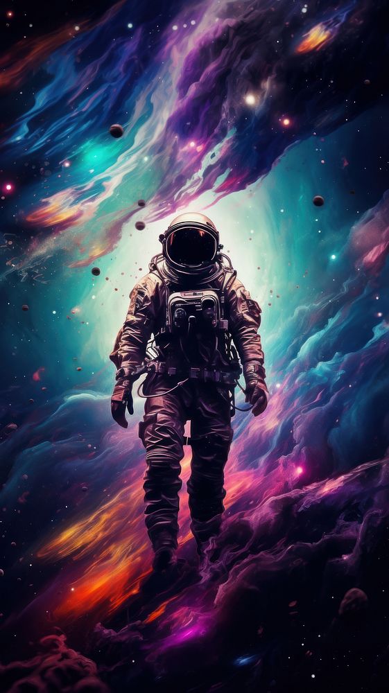 Galaxy astronaut watercolor wallpaper astronomy universe space.