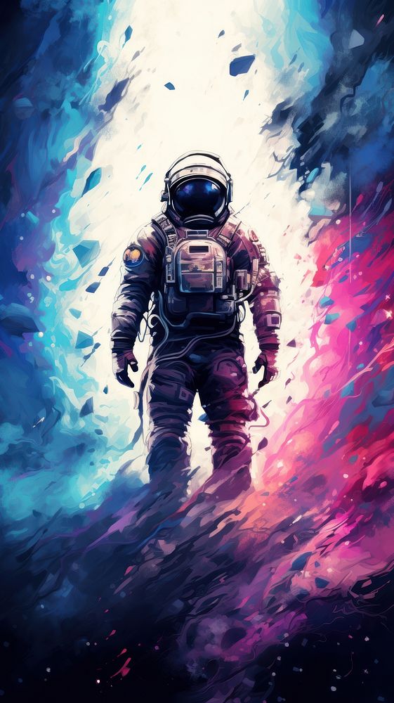 Galaxy astronaut watercolor wallpaper helmet futuristic protection.