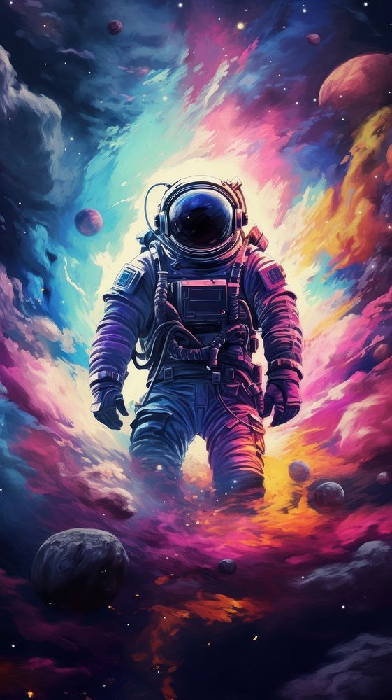 Galaxy astronaut watercolor wallpaper astronomy universe space.