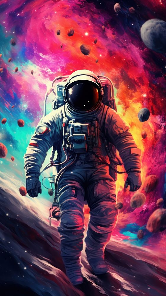 Galaxy astronaut watercolor wallpaper universe space exploration.
