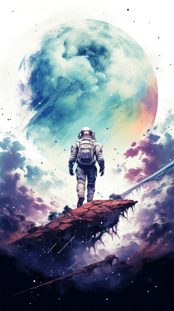Galaxy astronaut watercolor wallpaper astronomy outdoors nature.