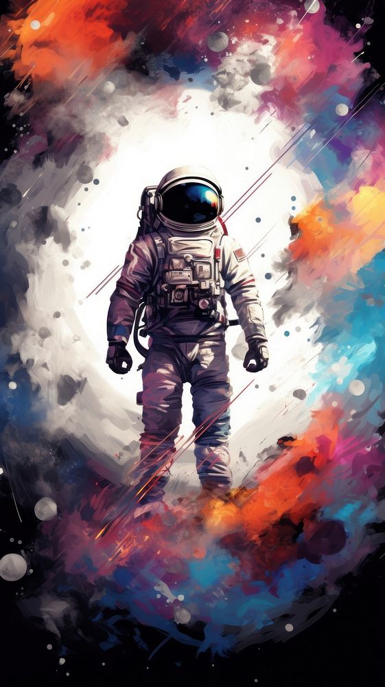 Galaxy astronaut watercolor wallpaper universe space photo.