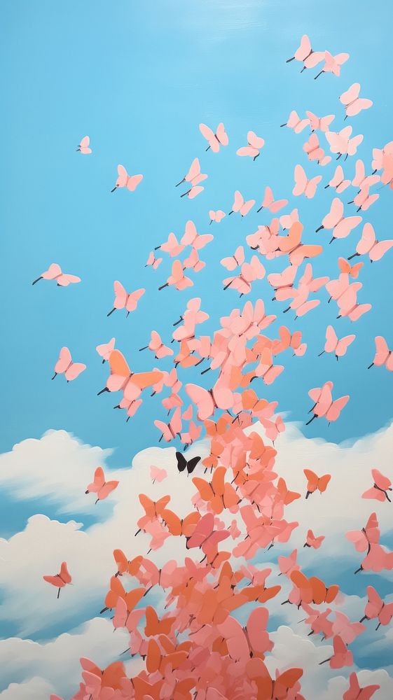  Butterflies in sky nature outdoors flying. AI generated Image by rawpixel.