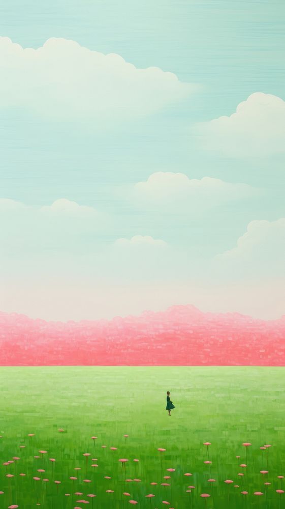  Girl bicycling nature field landscape. AI generated Image by rawpixel.