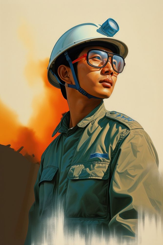 Helmet military portrait standing. AI generated Image by rawpixel.