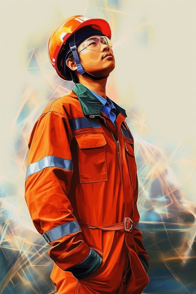 Helmet standing hardhat adult. AI generated Image by rawpixel.