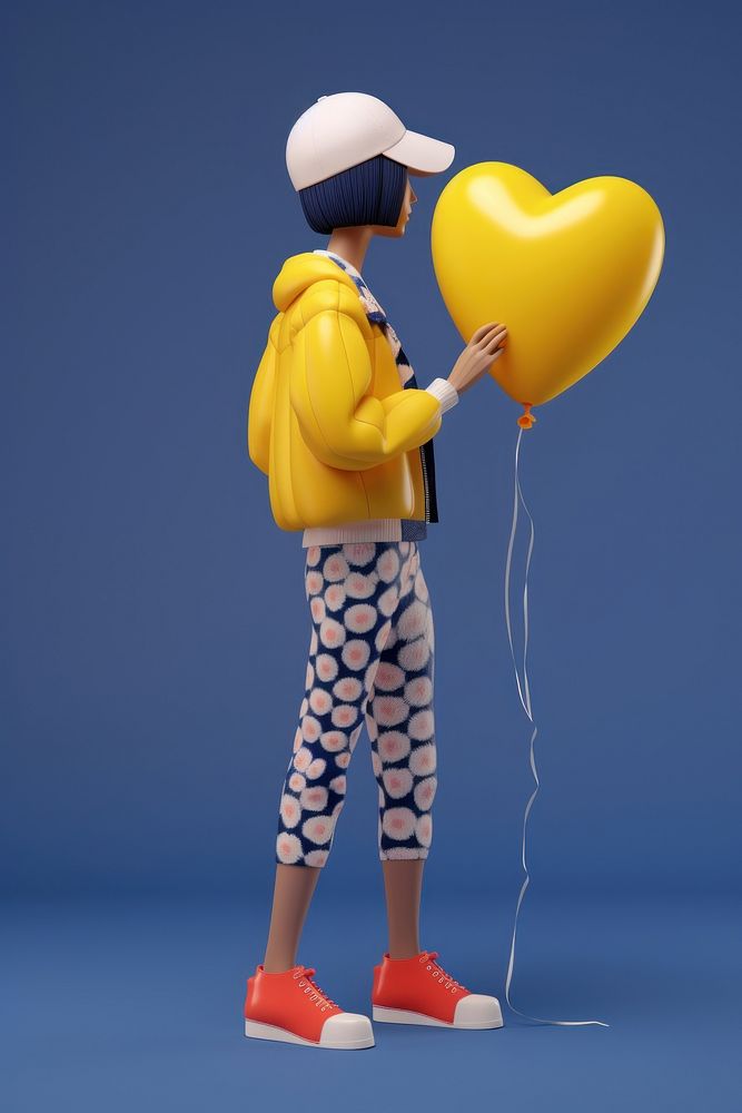 A young person holding a heart-shaped balloon cartoon footwear standing. AI generated Image by rawpixel.