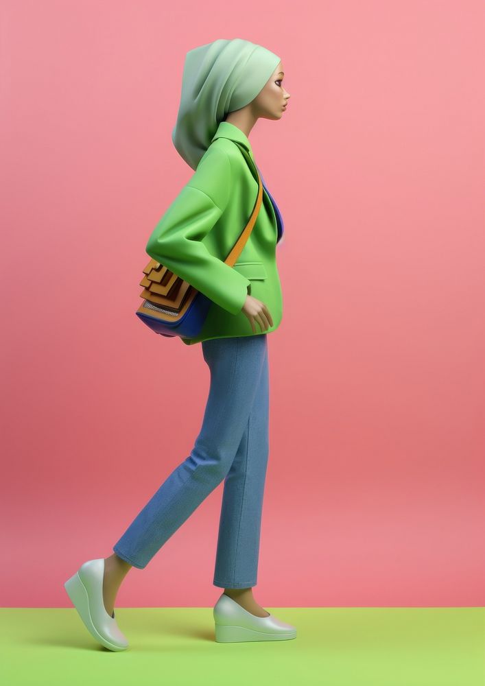 A muslim woman walking footwear fashion toy. AI generated Image by rawpixel.