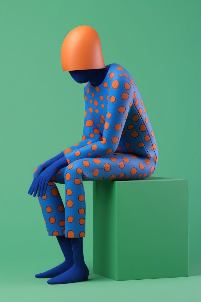 A blue man feel sad pattern fashion art. AI generated Image by rawpixel.