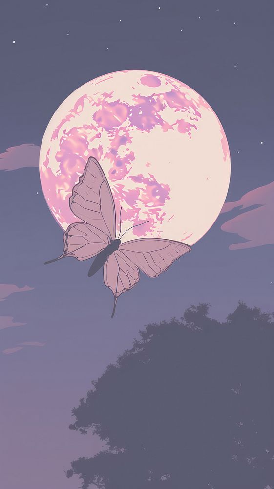 Butterfly and moon outdoors nature night.
