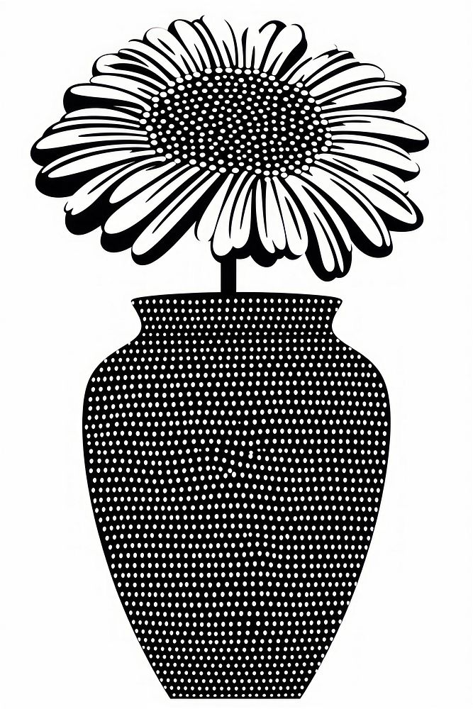 Flower in vase black white plant.