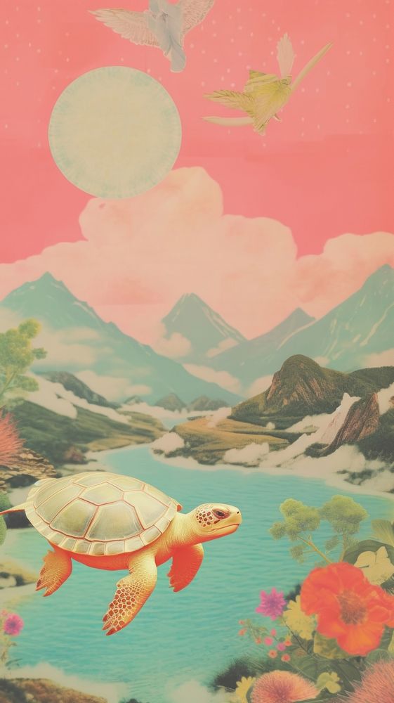 Asian turtle painting outdoors nature.
