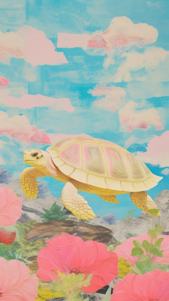 Asian turtle painting reptile animal.