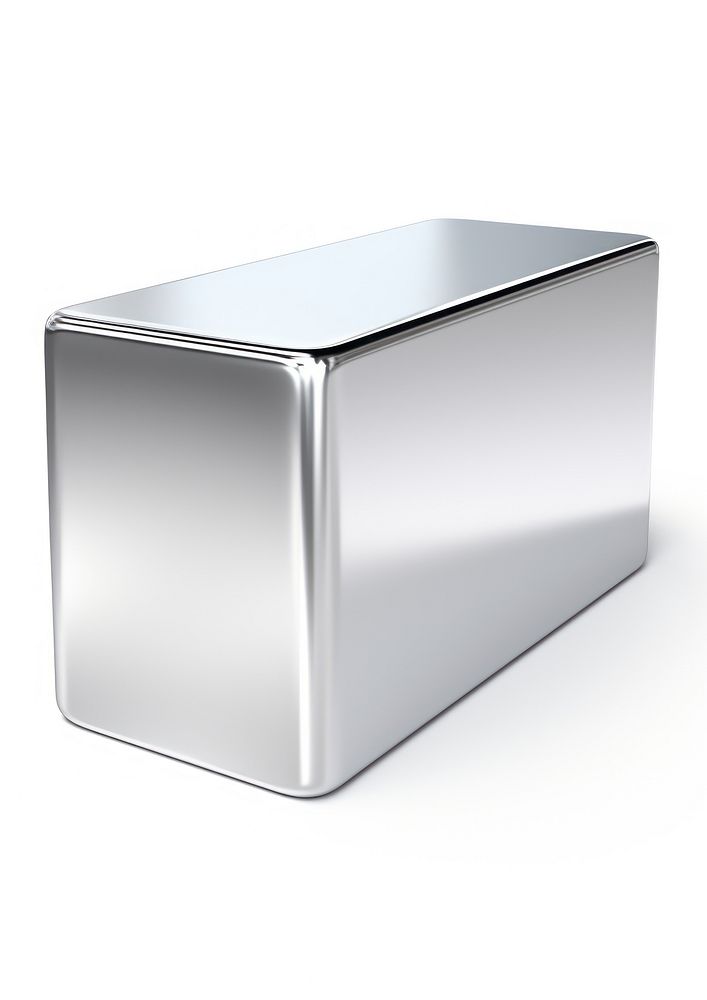 Rectangle Chrome material silver shiny white background.