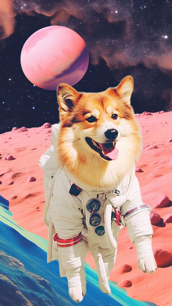 Dog astronaut space outdoors mammal.