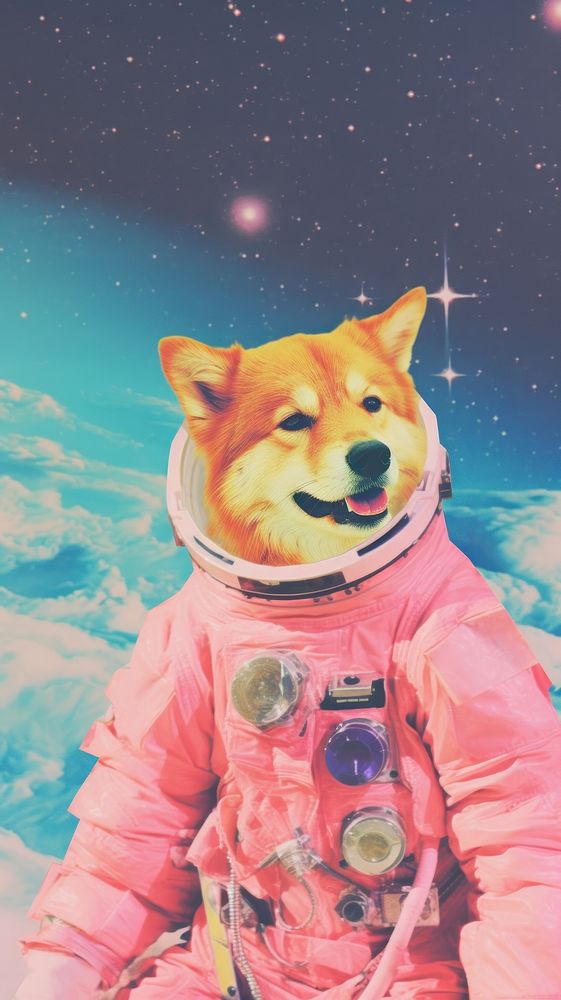 Dog astronaut space astronomy portrait.