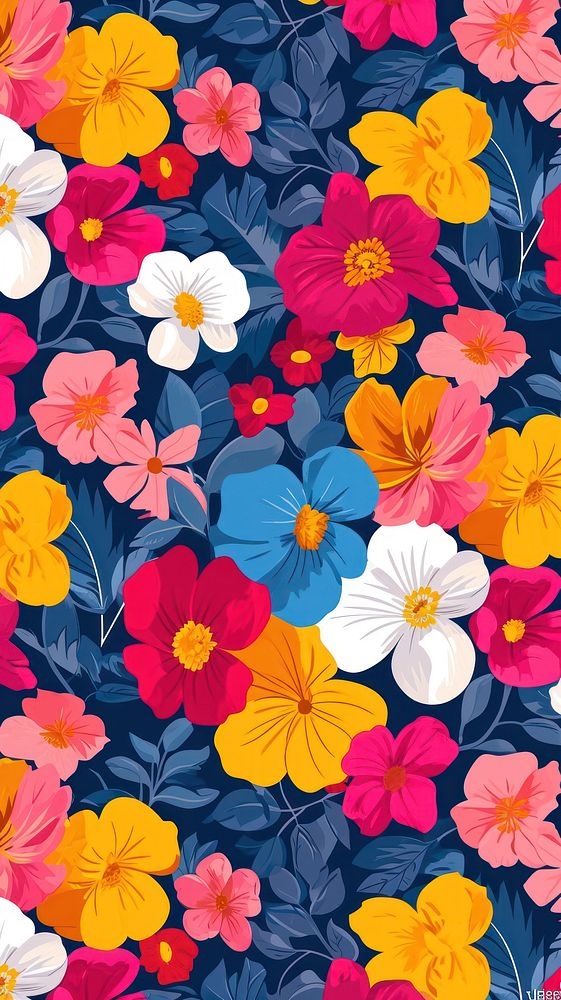 Colorful flower wallpaper pattern.