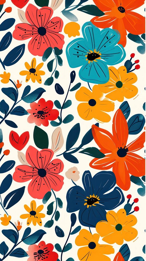 Colorful flower wallpaper pattern.