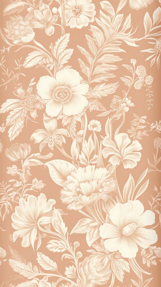 Toile wallpaper with flowers pattern plant art.