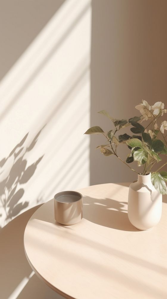 Aesthetic coffee table wallpaper windowsill furniture flower.
